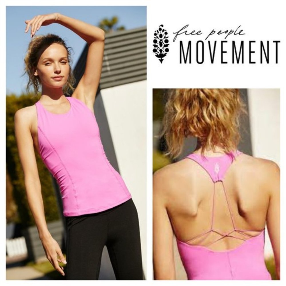 Free People Movement Get On My Good Side Strappy Pink Tank Top XS